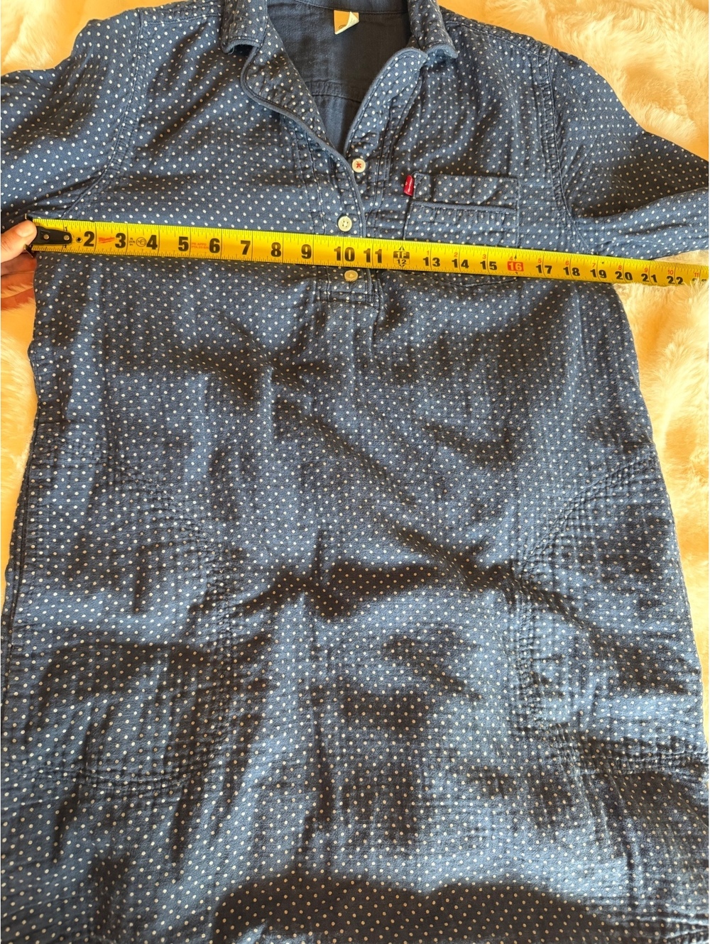 Levi's Women's Blue Polka Dot Long Sleeve Shirt Dress Size S - Picture 4 of 6